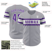 Laden Sie das Bild in den Galerie-Viewer, Custom Gray Purple-White Authentic Baseball Jersey