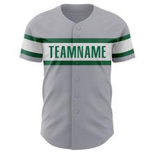 Laden Sie das Bild in den Galerie-Viewer, Custom Gray Kelly Green-White Authentic Baseball Jersey