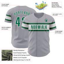 Laden Sie das Bild in den Galerie-Viewer, Custom Gray Kelly Green-White Authentic Baseball Jersey