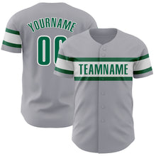 Laden Sie das Bild in den Galerie-Viewer, Custom Gray Kelly Green-White Authentic Baseball Jersey