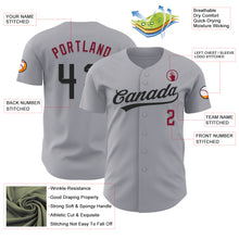 Load image into Gallery viewer, Custom Gray Black-Crimson Authentic Baseball Jersey