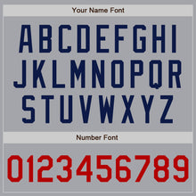 Laden Sie das Bild in den Galerie-Viewer, Custom Gray Navy Pinstripe Red-White Authentic Baseball Jersey