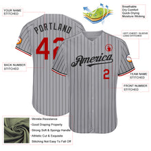 Laden Sie das Bild in den Galerie-Viewer, Custom Gray Black Pinstripe Red-White Authentic Baseball Jersey