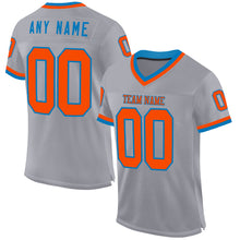 Load image into Gallery viewer, Custom Gray Orange-Blue Mesh Authentic Throwback Football Jersey