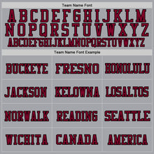 Load image into Gallery viewer, Custom Gray Maroon-Black Mesh Authentic Throwback Football Jersey