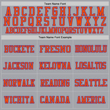 Load image into Gallery viewer, Custom Gray Purple-Orange Mesh Authentic Throwback Football Jersey