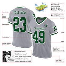 Laden Sie das Bild in den Galerie-Viewer, Custom Gray Green-White Mesh Authentic Throwback Football Jersey