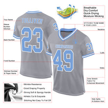 Laden Sie das Bild in den Galerie-Viewer, Custom Gray Light Blue-White Mesh Authentic Throwback Football Jersey