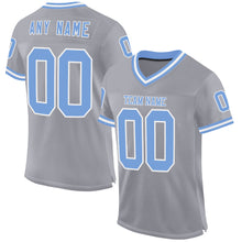 Laden Sie das Bild in den Galerie-Viewer, Custom Gray Light Blue-White Mesh Authentic Throwback Football Jersey