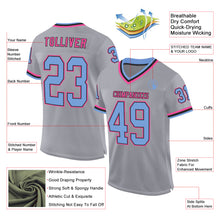 Laden Sie das Bild in den Galerie-Viewer, Custom Gray Light Blue Black-Pink Mesh Authentic Throwback Football Jersey