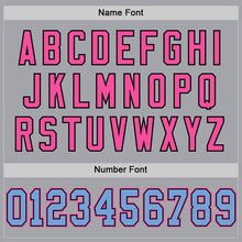 Laden Sie das Bild in den Galerie-Viewer, Custom Gray Light Blue Black-Pink Mesh Authentic Throwback Football Jersey