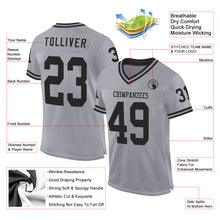 Load image into Gallery viewer, Custom Gray Black Mesh Authentic Throwback Football Jersey