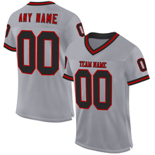 Load image into Gallery viewer, Custom Gray Black-Red Mesh Authentic Throwback Football Jersey