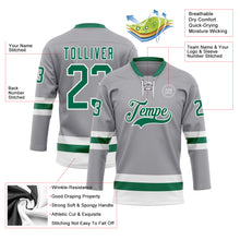 Laden Sie das Bild in den Galerie-Viewer, Custom Gray Kelly Green-White Hockey Lace Neck Jersey