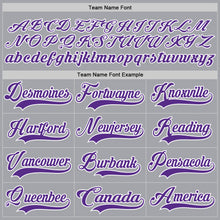 Laden Sie das Bild in den Galerie-Viewer, Custom Gray Purple-White Hockey Lace Neck Jersey