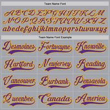 Laden Sie das Bild in den Galerie-Viewer, Custom Gray Purple-Gold Hockey Lace Neck Jersey