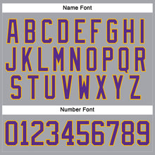 Laden Sie das Bild in den Galerie-Viewer, Custom Gray Purple-Gold Hockey Lace Neck Jersey