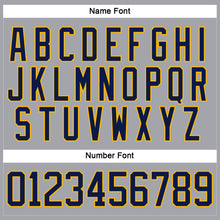 Laden Sie das Bild in den Galerie-Viewer, Custom Gray Navy-Gold Hockey Lace Neck Jersey