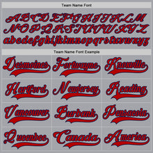 Laden Sie das Bild in den Galerie-Viewer, Custom Gray Red-Navy Hockey Lace Neck Jersey