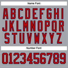 Laden Sie das Bild in den Galerie-Viewer, Custom Gray Red-Navy Hockey Lace Neck Jersey
