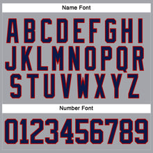 Laden Sie das Bild in den Galerie-Viewer, Custom Gray Navy-Red Hockey Lace Neck Jersey