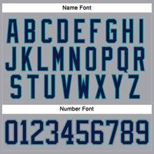 Laden Sie das Bild in den Galerie-Viewer, Custom Gray Navy-Teal Hockey Lace Neck Jersey