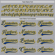Load image into Gallery viewer, Custom Gray Royal-Yellow Hockey Lace Neck Jersey