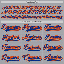 Laden Sie das Bild in den Galerie-Viewer, Custom Gray Royal-Orange Hockey Lace Neck Jersey