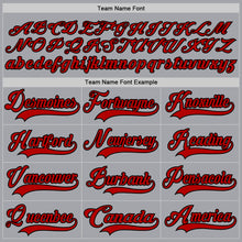 Load image into Gallery viewer, Custom Gray Red-Black Hockey Lace Neck Jersey