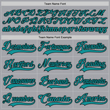 Load image into Gallery viewer, Custom Gray Teal-Black Hockey Lace Neck Jersey