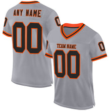 Load image into Gallery viewer, Custom Gray Black-Orange Mesh Authentic Throwback Football Jersey