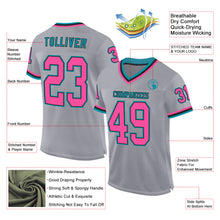 Load image into Gallery viewer, Custom Gray Pink Black-Teal Mesh Authentic Throwback Football Jersey