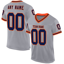 Laden Sie das Bild in den Galerie-Viewer, Custom Gray Navy-Orange Mesh Authentic Throwback Football Jersey