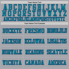 Laden Sie das Bild in den Galerie-Viewer, Custom Gray Navy-Teal Mesh Authentic Throwback Football Jersey