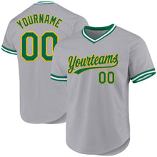 Загрузить изображение в средство просмотра галереи, Custom Gray Kelly Green-Gold Authentic Throwback Baseball Jersey