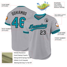 Загрузить изображение в средство просмотра галереи, Custom Gray Teal-Black Authentic Throwback Baseball Jersey