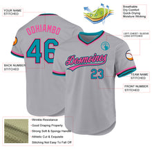 Загрузить изображение в средство просмотра галереи, Custom Gray Teal Black-Pink Authentic Throwback Baseball Jersey