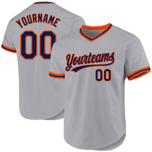 Загрузить изображение в средство просмотра галереи, Custom Gray Navy-Orange Authentic Throwback Baseball Jersey