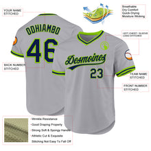 Загрузить изображение в средство просмотра галереи, Custom Gray Navy-Neon Green Authentic Throwback Baseball Jersey