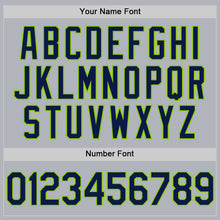 Загрузить изображение в средство просмотра галереи, Custom Gray Navy-Neon Green Authentic Throwback Baseball Jersey