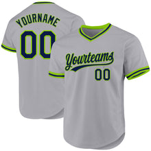 Загрузить изображение в средство просмотра галереи, Custom Gray Navy-Neon Green Authentic Throwback Baseball Jersey