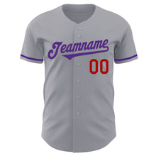 Загрузить изображение в средство просмотра галереи, Custom Gray Purple-Red Authentic Baseball Jersey