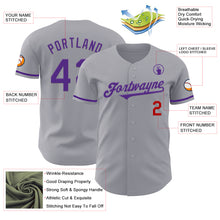Загрузить изображение в средство просмотра галереи, Custom Gray Purple-Red Authentic Baseball Jersey