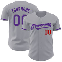 Загрузить изображение в средство просмотра галереи, Custom Gray Purple-Red Authentic Baseball Jersey