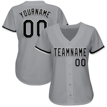 Load image into Gallery viewer, Custom Gray Black-White Authentic Baseball Jersey