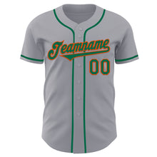 Load image into Gallery viewer, Custom Gray Kelly Green-Orange Authentic Baseball Jersey