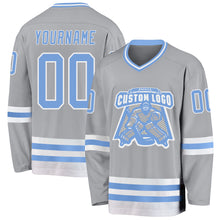Загрузить изображение в средство просмотра галереи, Custom Gray Light Blue-White Hockey Jersey