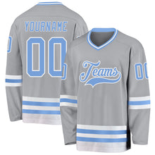 Загрузить изображение в средство просмотра галереи, Custom Gray Light Blue-White Hockey Jersey