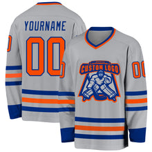 Charger l'image dans la galerie, Custom Gray Orange-Royal Hockey Jersey