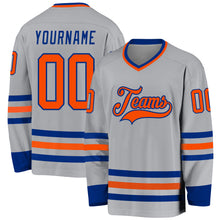 Charger l'image dans la galerie, Custom Gray Orange-Royal Hockey Jersey